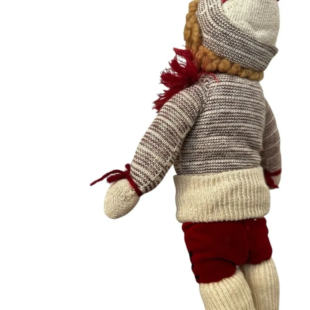 Vintage Handmade Knitted Cloth Doll Scandinavian Folk Art Winter Outfit
